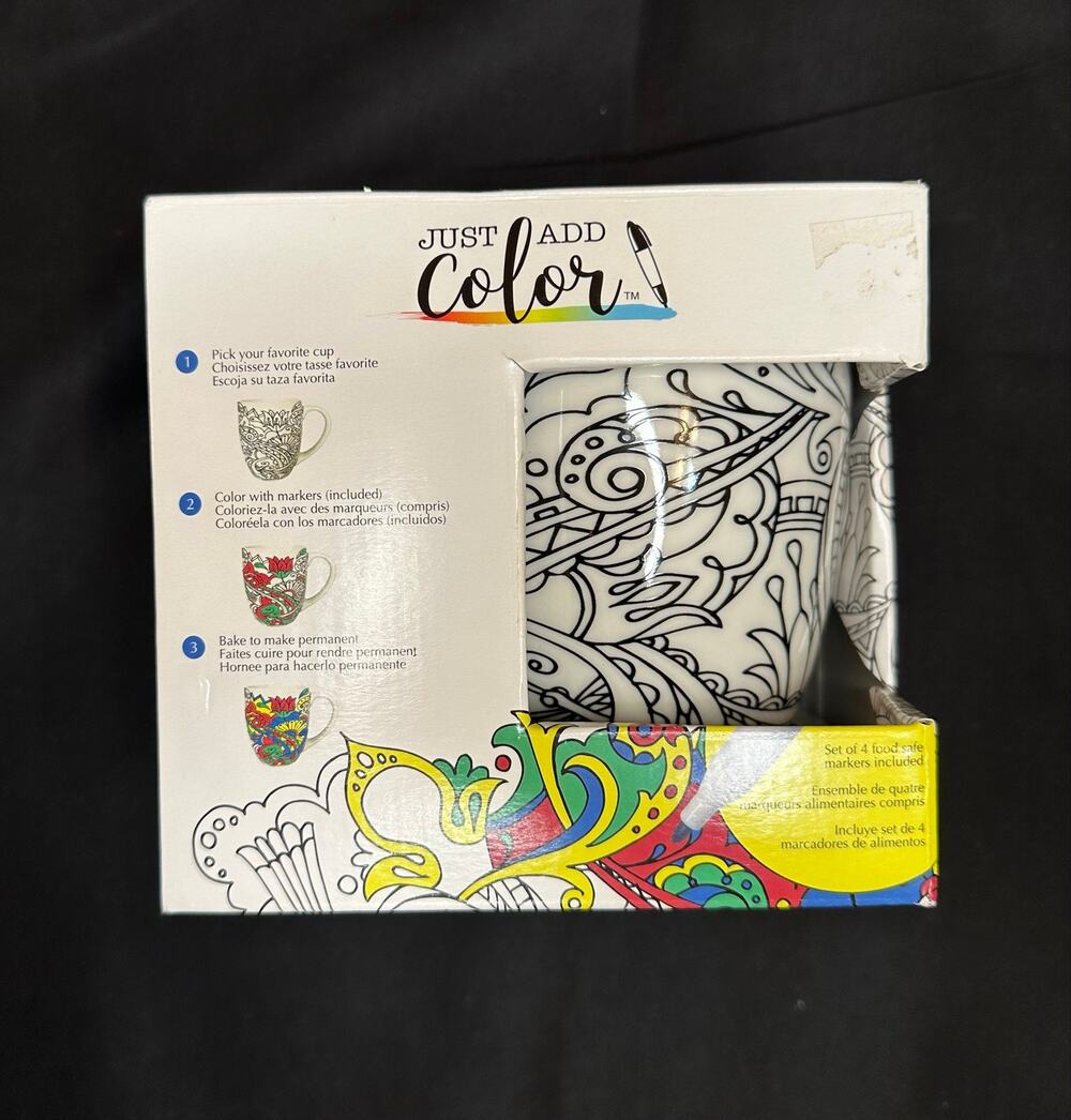 Just Add Color Ceramic Mug Kit NIB